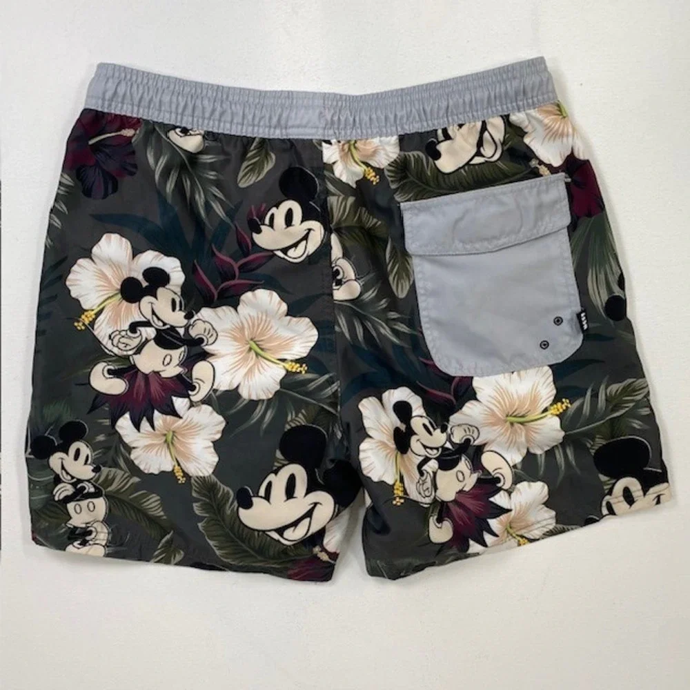 Neff‎ Disney Mickey Mouse Floral Swim Trunks Shorts Gray S